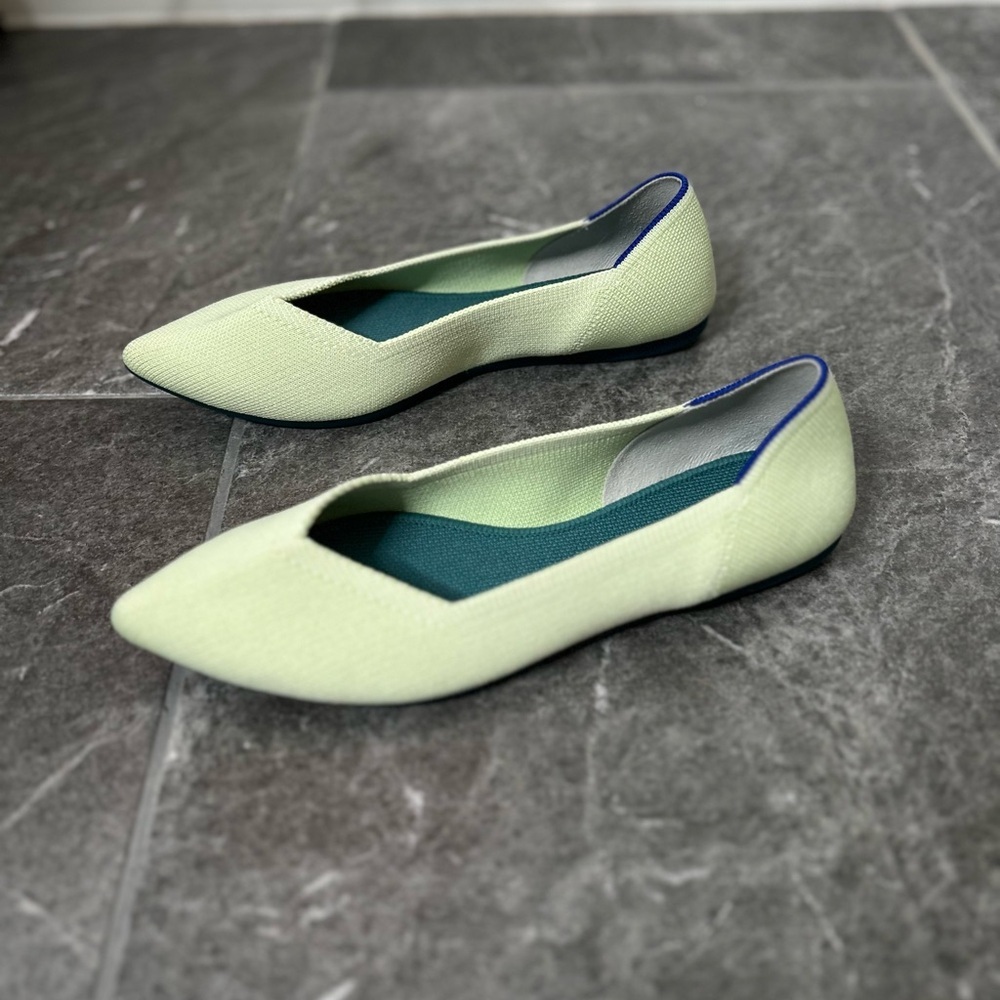 Rothy's The Point Sour Apple Green Flats Size W7.5 Office Travel - Picture 3 of 13